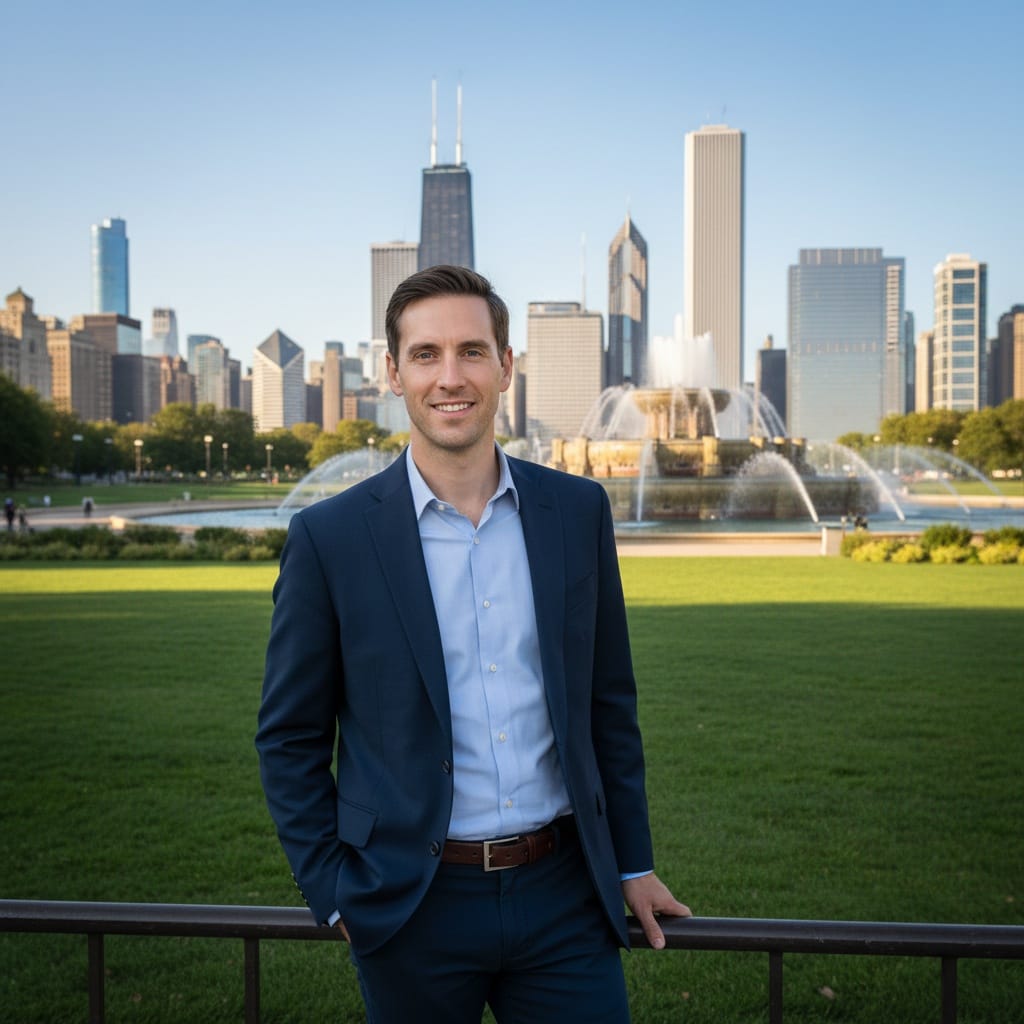 slim white man grant park buckingham fountain 53712037
