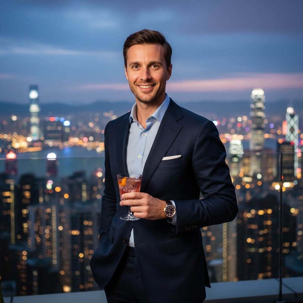 slim white man icc tower rooftop luxury 85961886