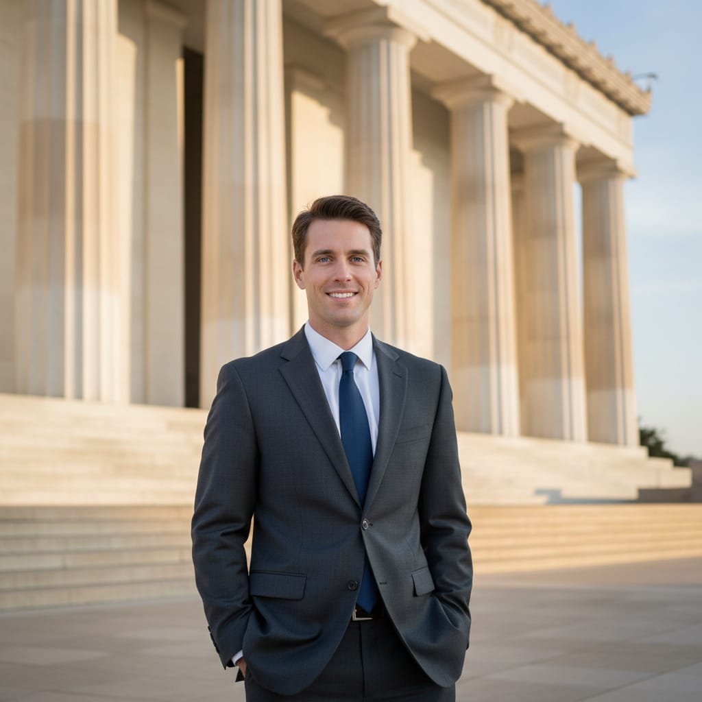 slim white man lincoln memorial steps 43051745