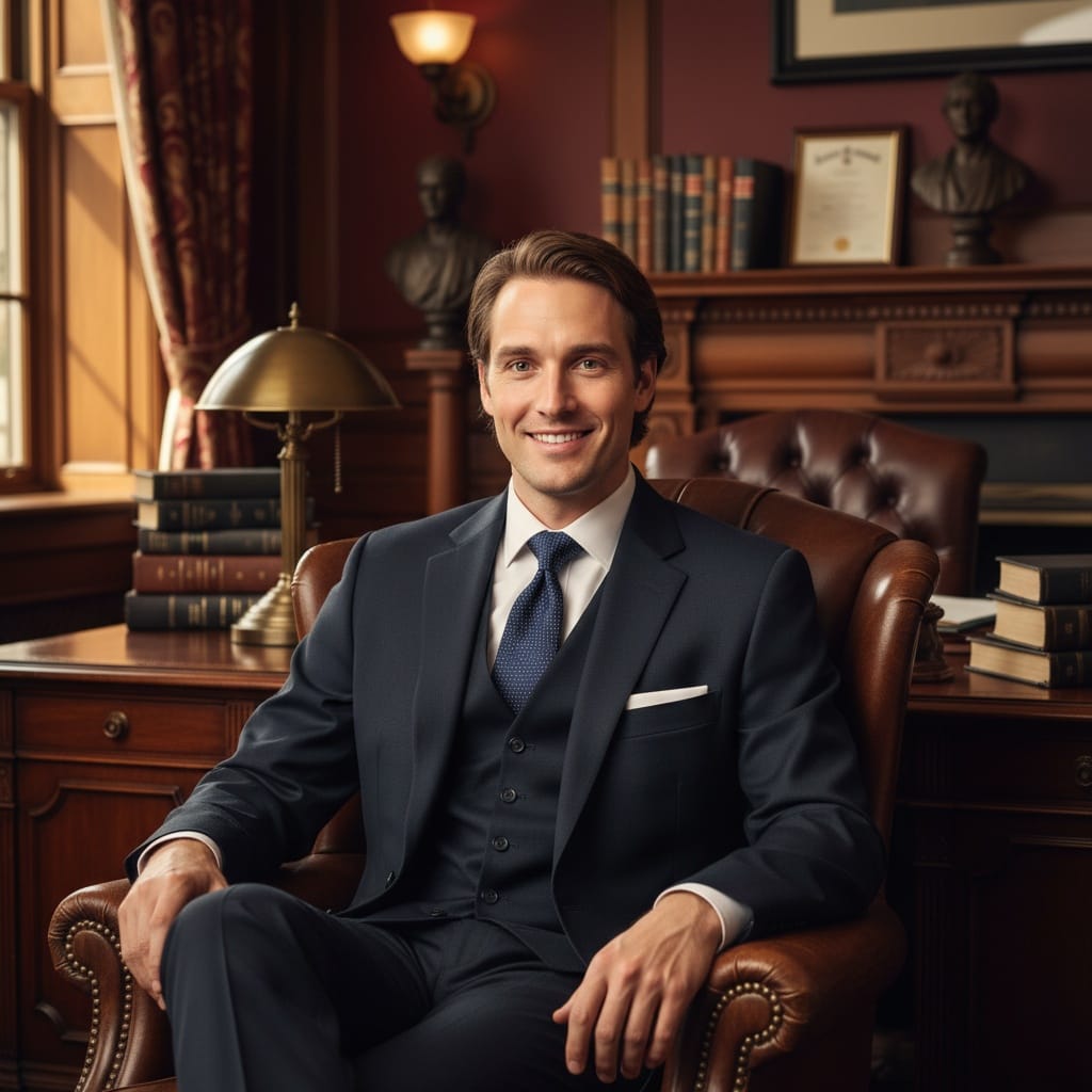 slim white man mahogany office prestige 98342394