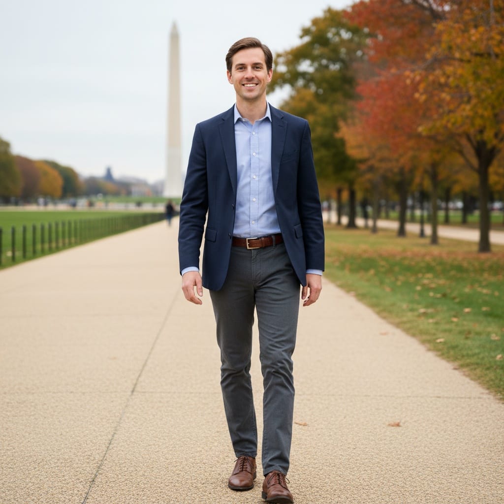 slim white man national mall walking 95319883