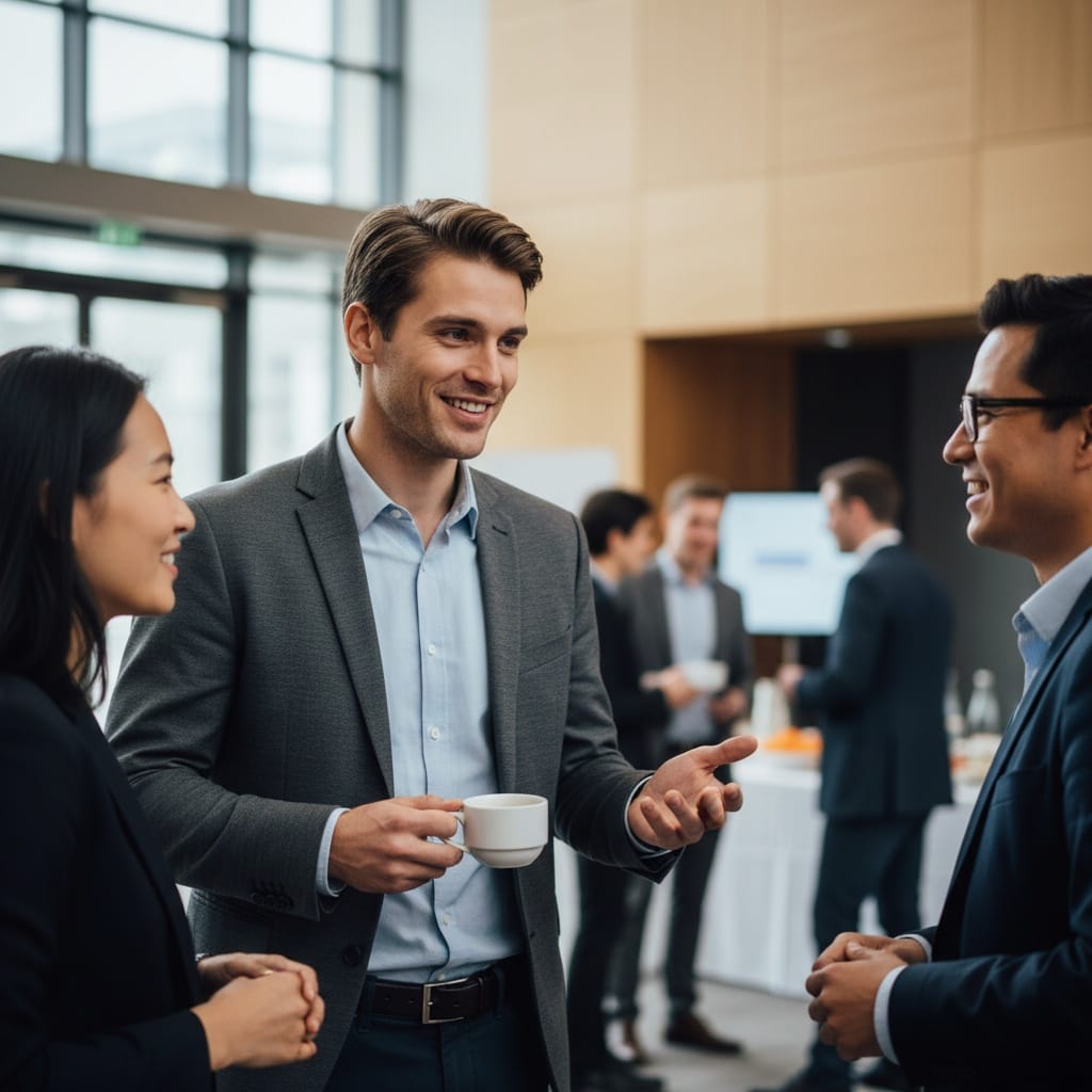 slim white man networking break casual 81029513