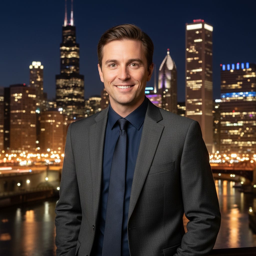 slim white man night skyline illuminated backdrop 55097881
