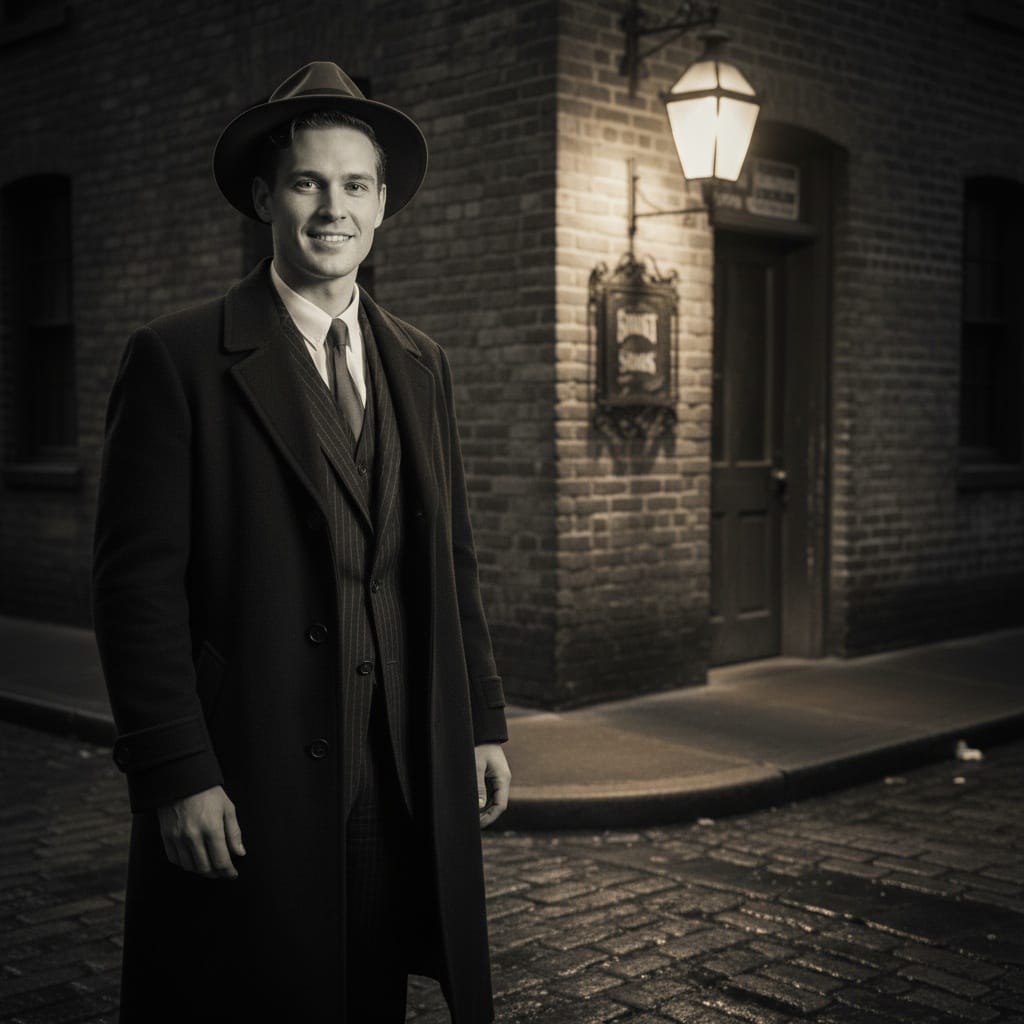 slim white man prohibition alley entrance 65130796