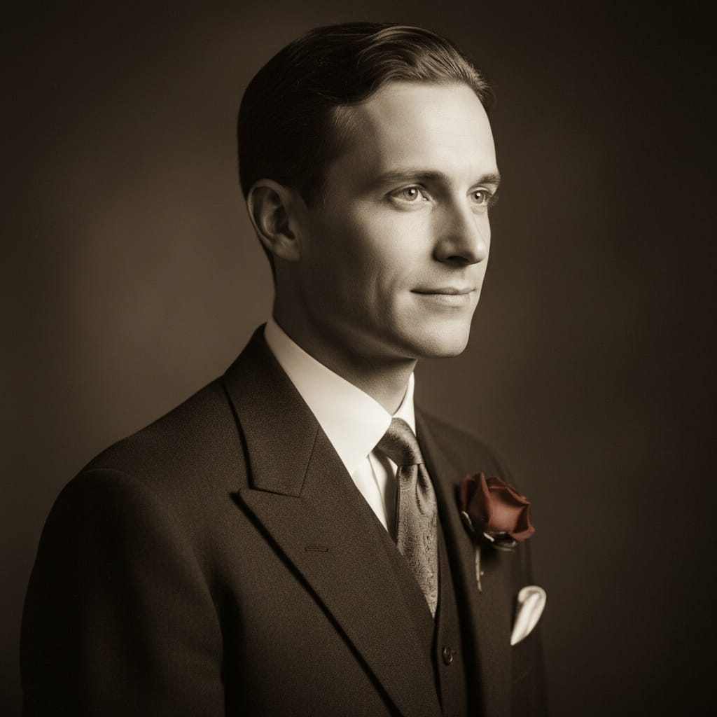 slim white man prohibition era portrait studio 80319987