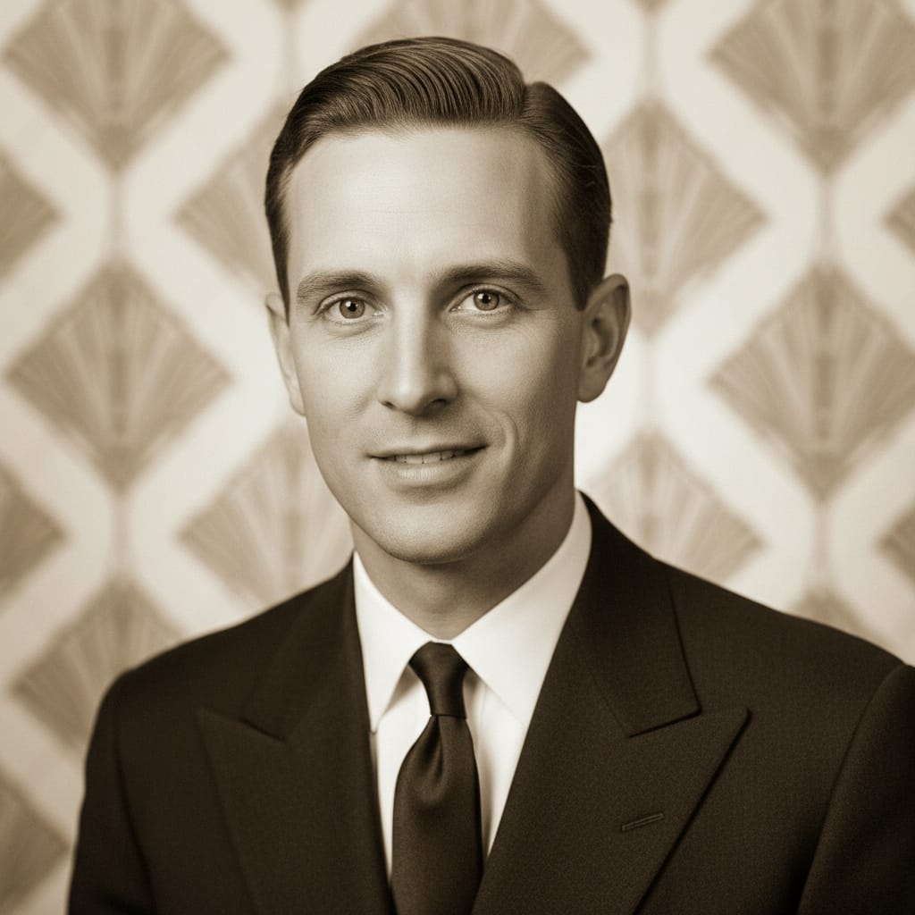 slim white man roaring twenties headshot 25959659