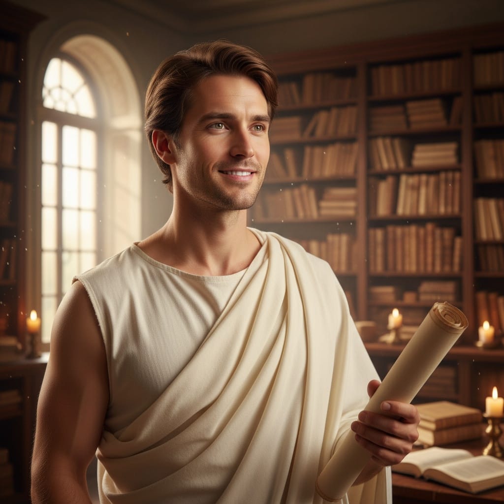 slim white man roman scholar library 70557635