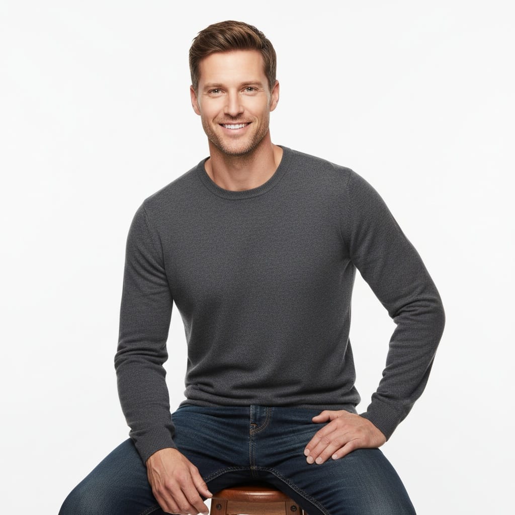 slim white man sitting pose studio 44435095