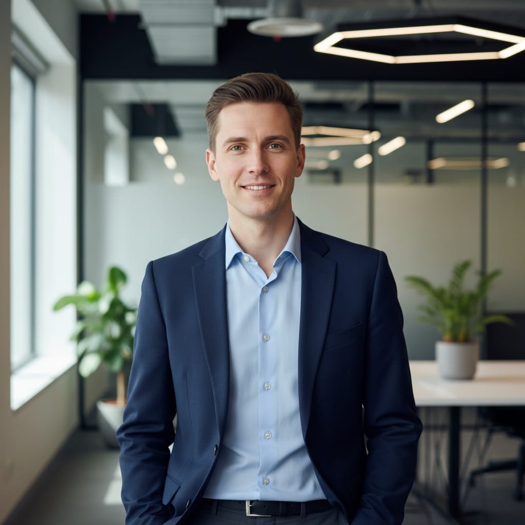 slim white man tech office environment 64739848