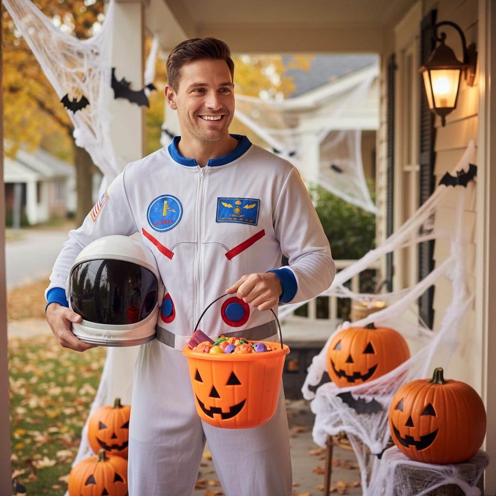 slim white man trick or treat doorstep 29174396