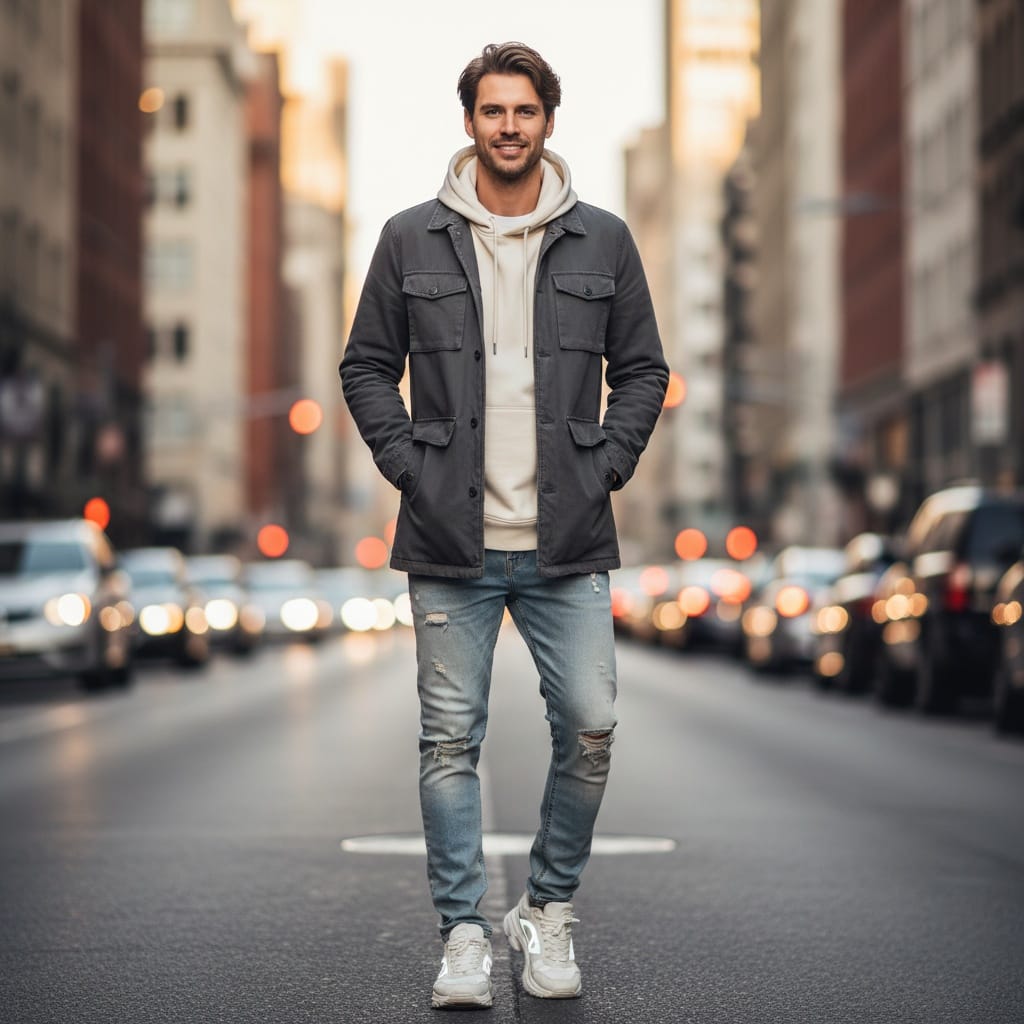 slim white man urban street style full body 13955468