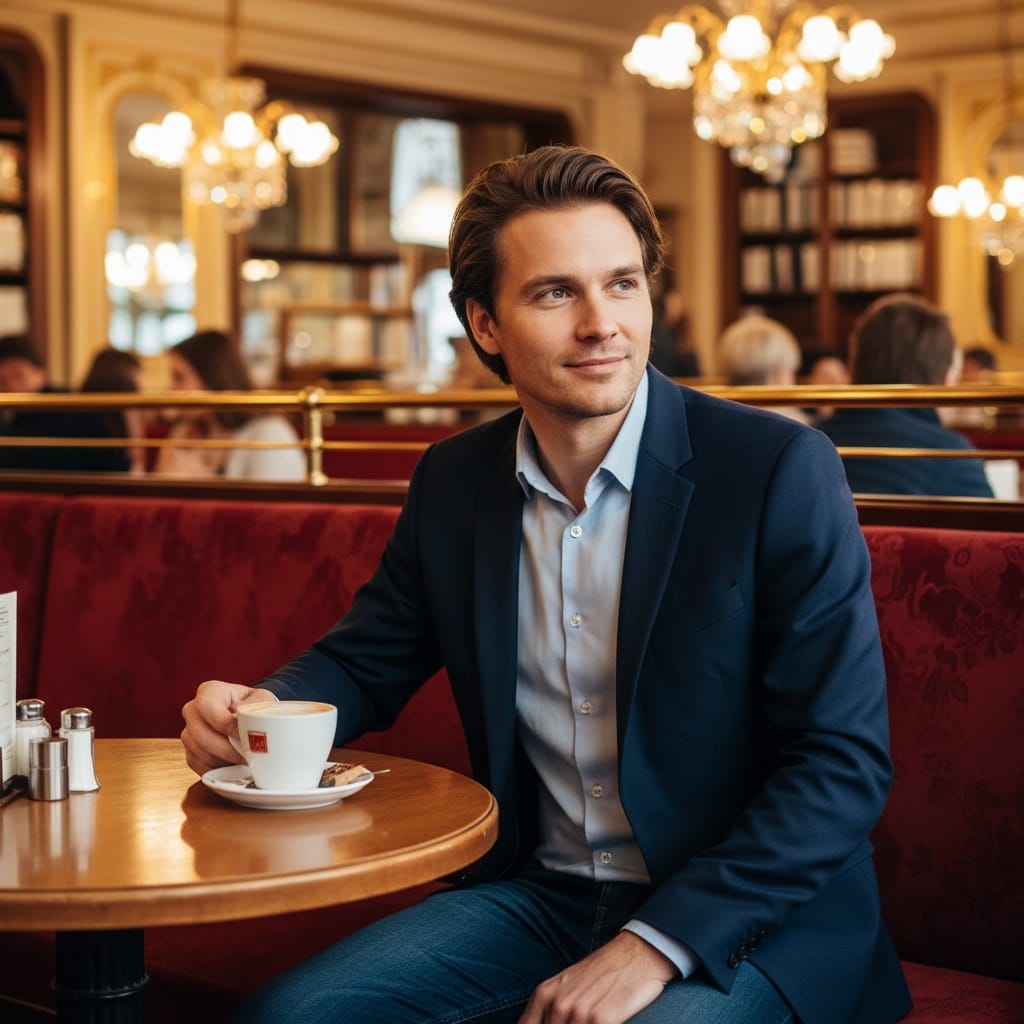 slim white man vienna coffee house interior 98752696