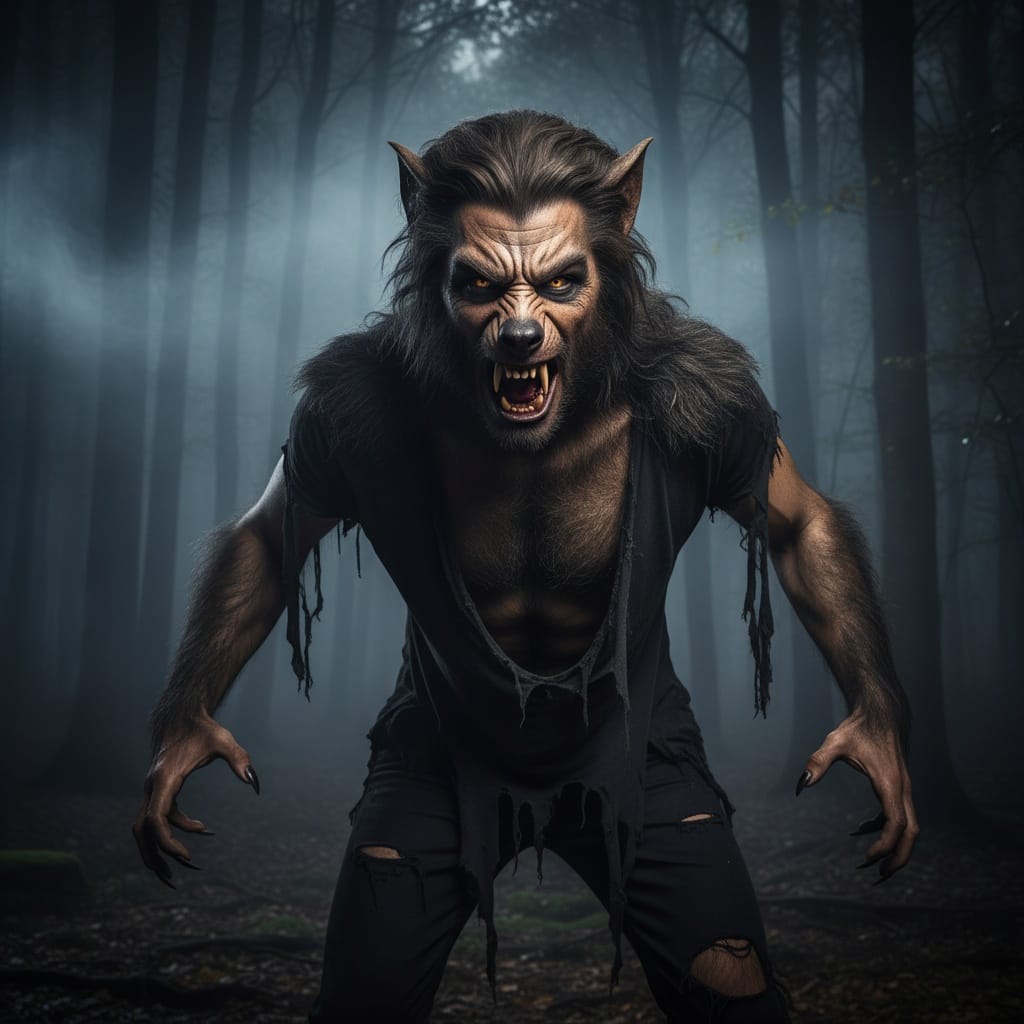 slim white man werewolf forest dramatic 68558551