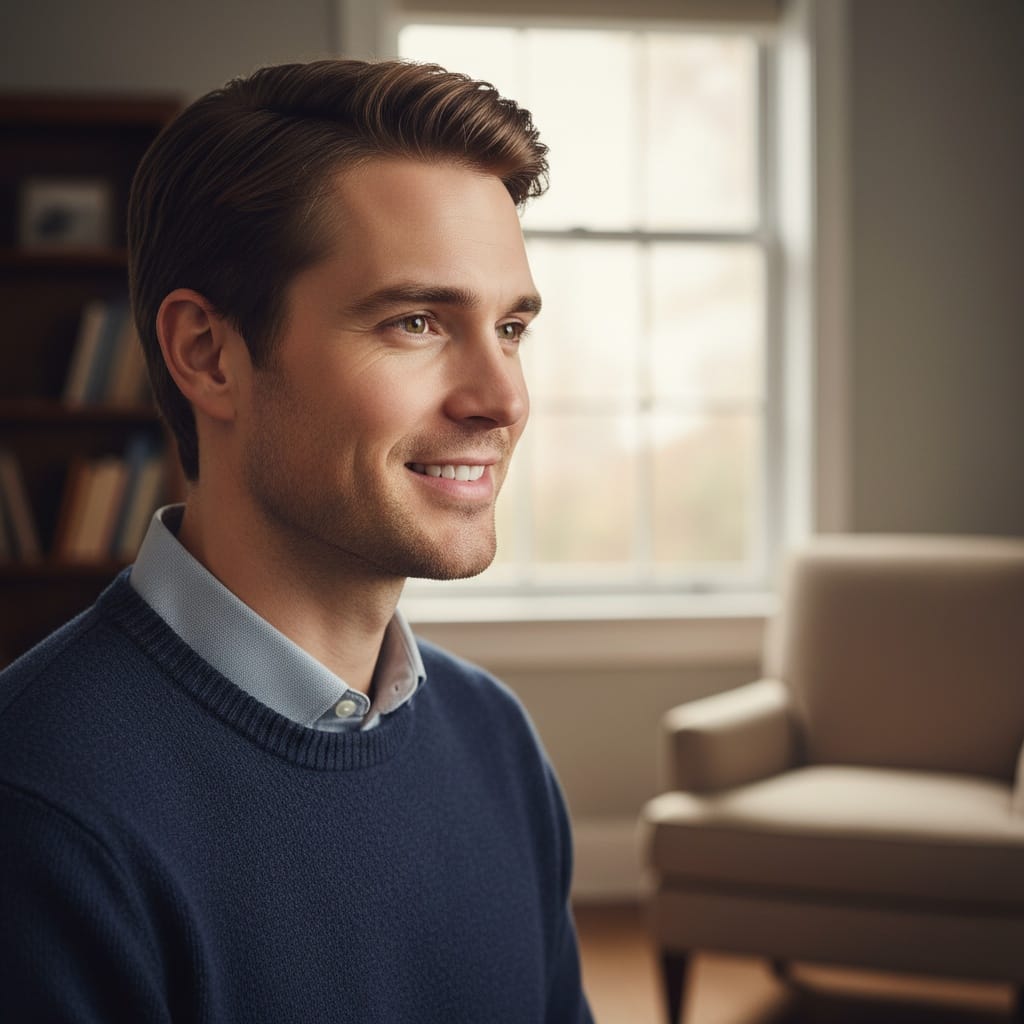 slim white man window lit profile 42082913