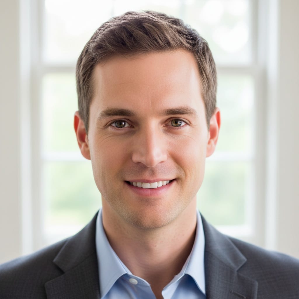 slim white man window natural light headshot 53391828