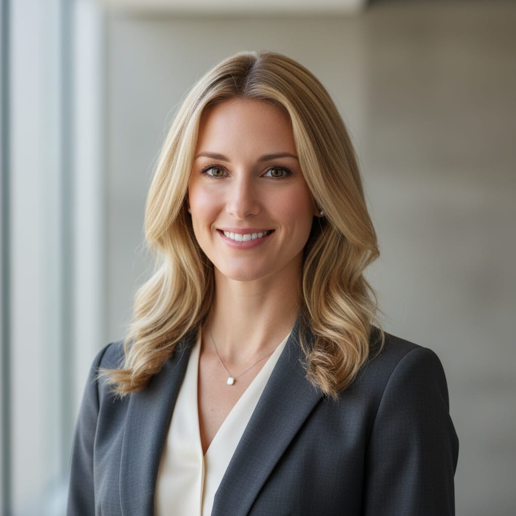 slim white woman modern office neutral background 37934951