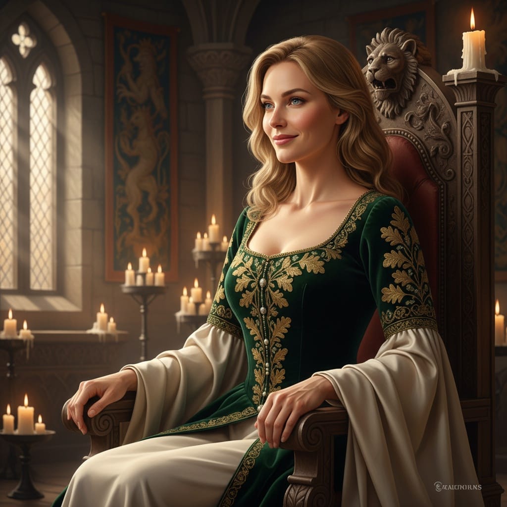 slim white woman noble portrait throne room 26279399
