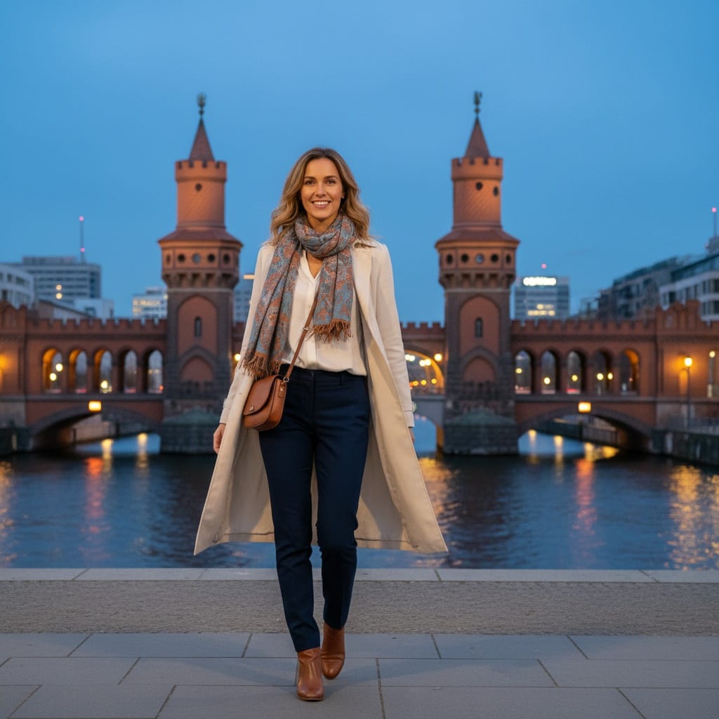 slim white woman oberbaum bridge wide 22983161