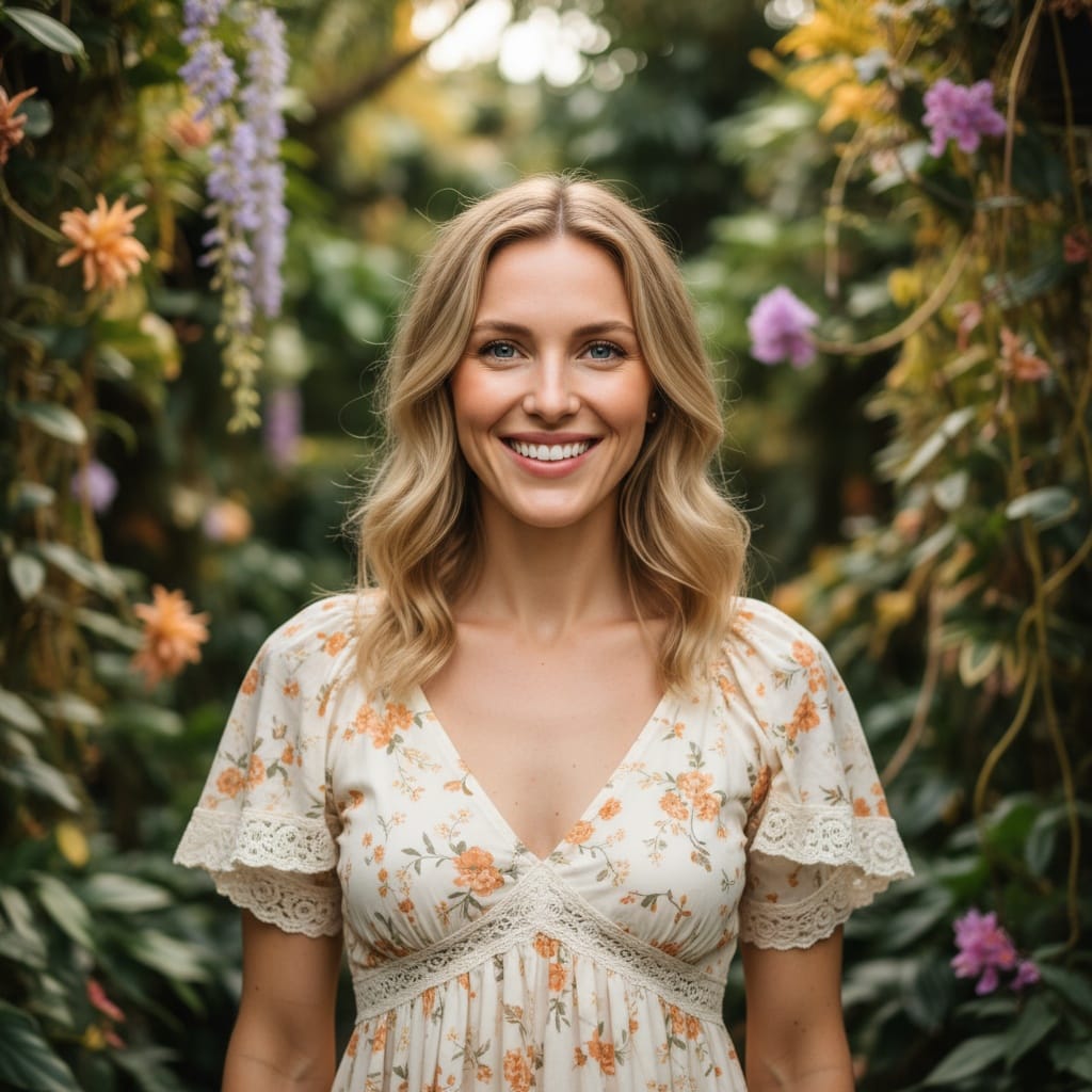 slim white woman outdoor garden natural beauty 39583945