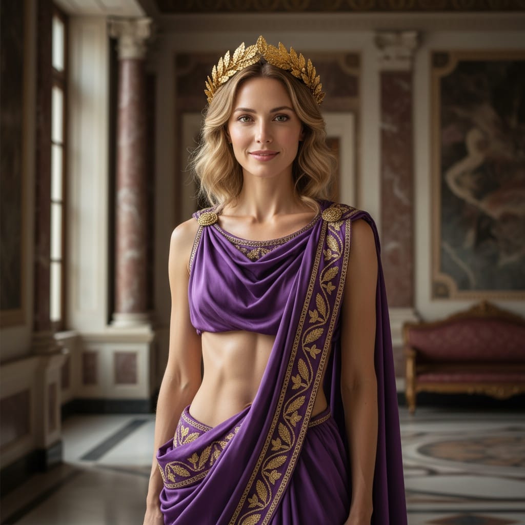 slim white woman roman emperor laurel crown 72259732