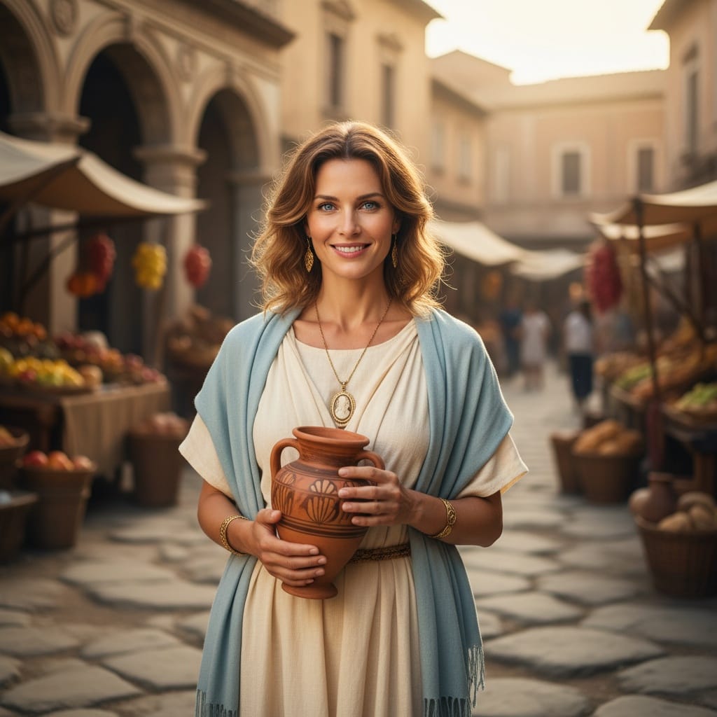 slim white woman roman marketplace daily life 73287887