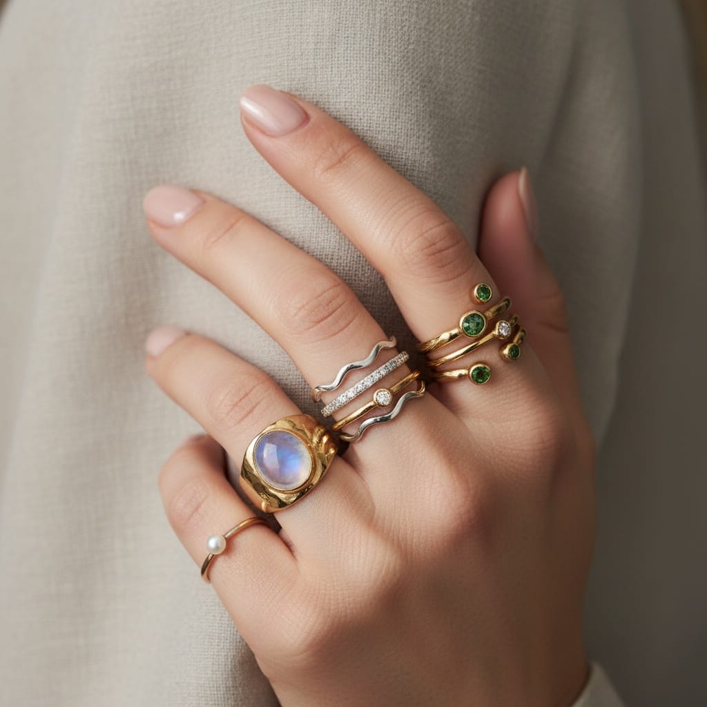 stacked rings hand detail 26259034