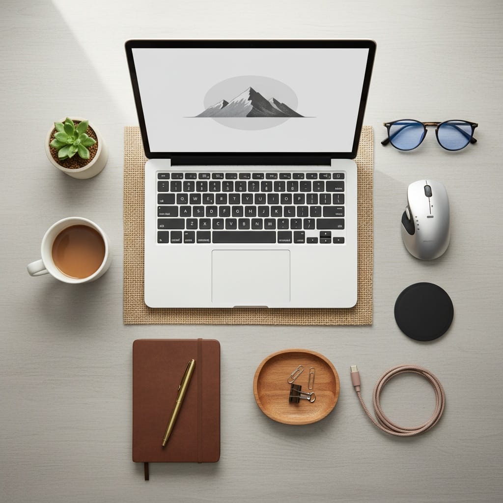 styled desk workspace 78548203