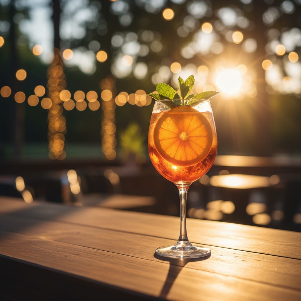 sunset outdoor bar setting 10929471