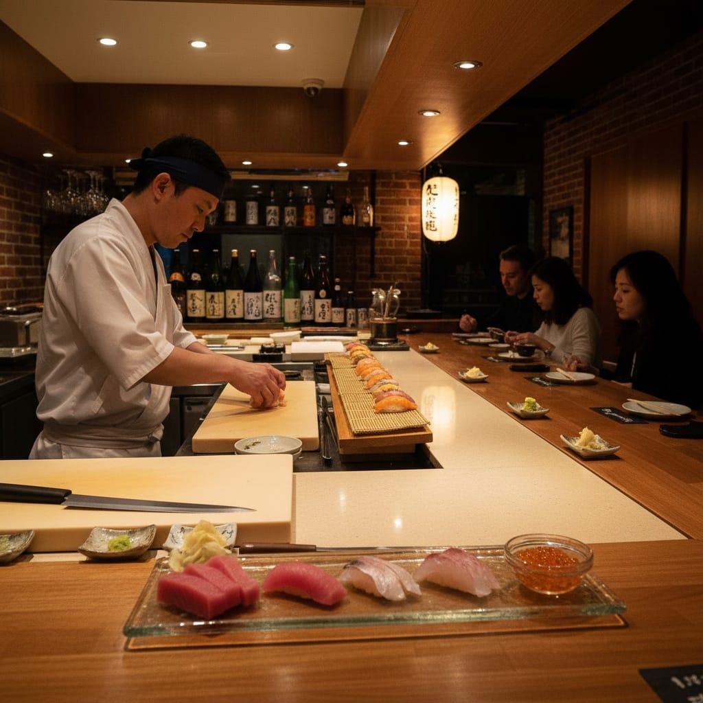 sushi bar counter view 66298913