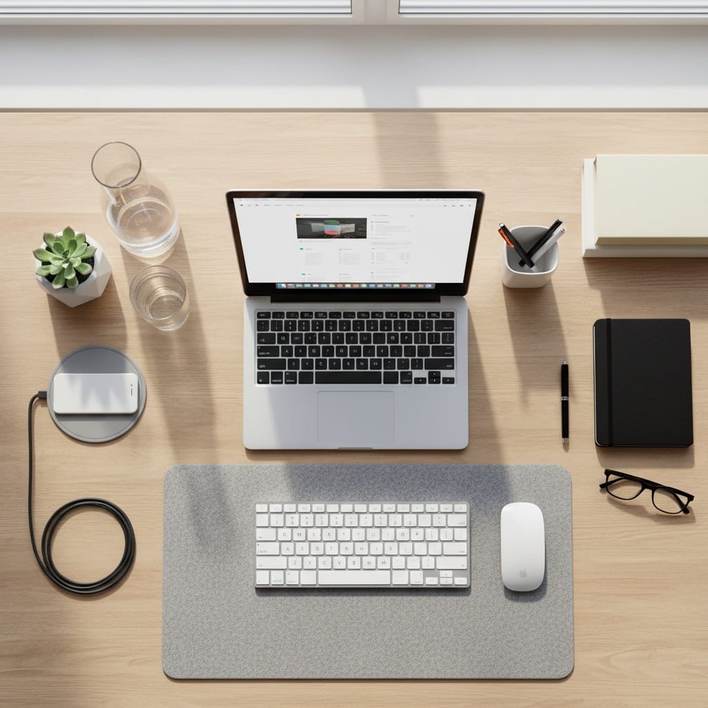 workspace desk flatlay 89879773