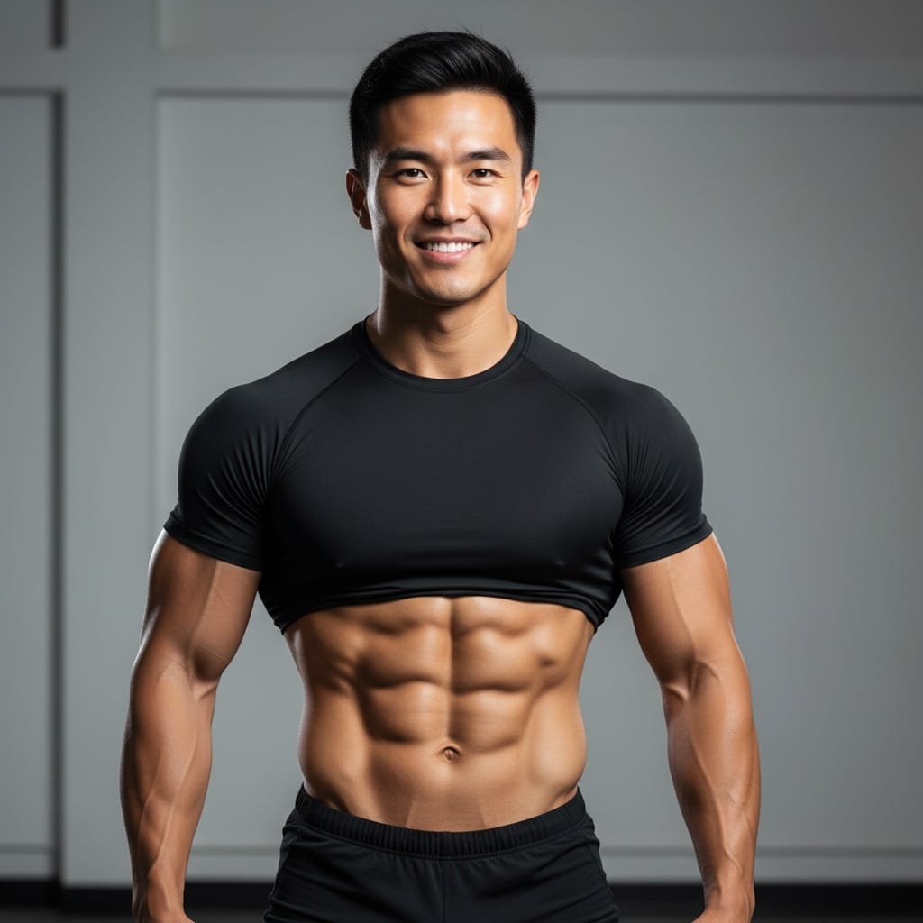 athletic asian man transformation before after setup 88727304