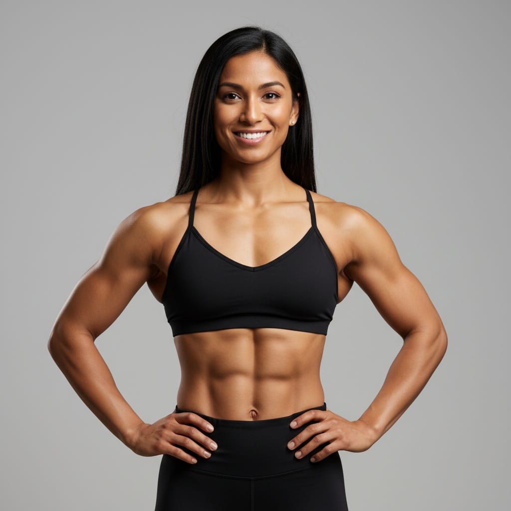 athletic indian woman transformation before after setup 65801598
