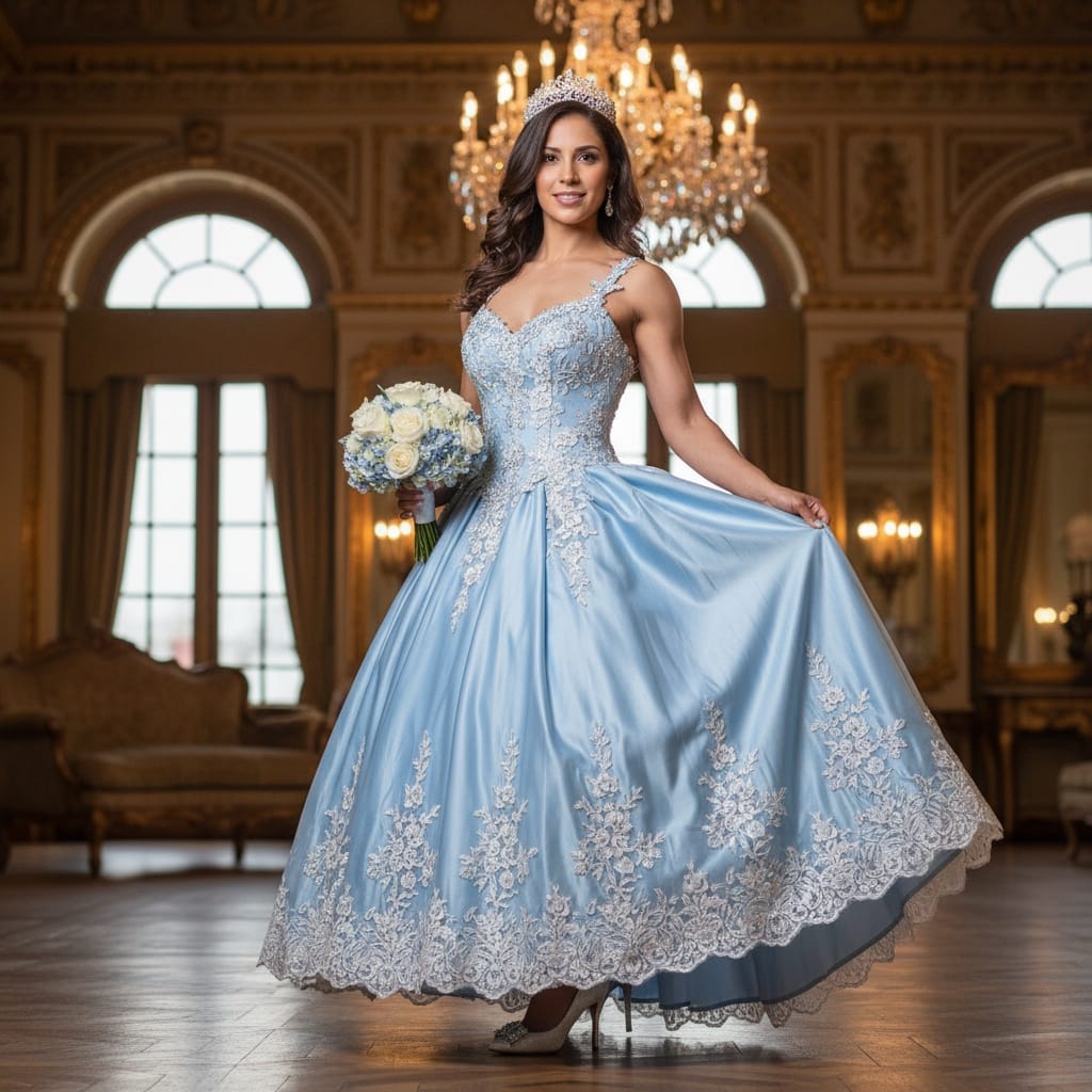 athletic latino woman elegant full length gown portrait 60932199