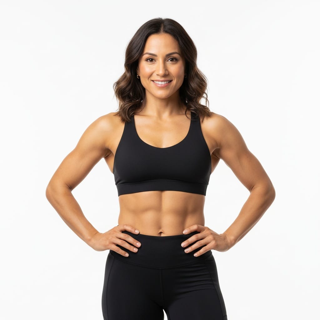 athletic latino woman studio portrait confident pose 45427029