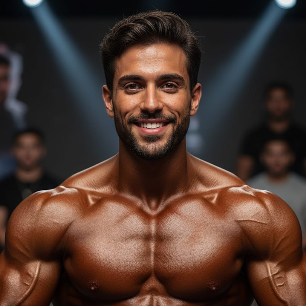 athletic middle_eastern man close up muscle detail stage 58026366