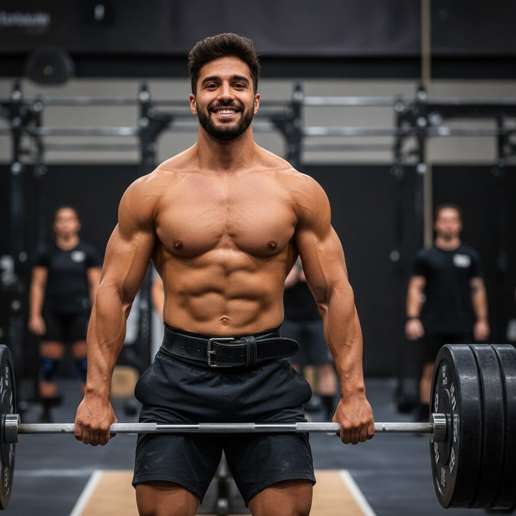athletic middle_eastern man deadlift peak performance 41795484