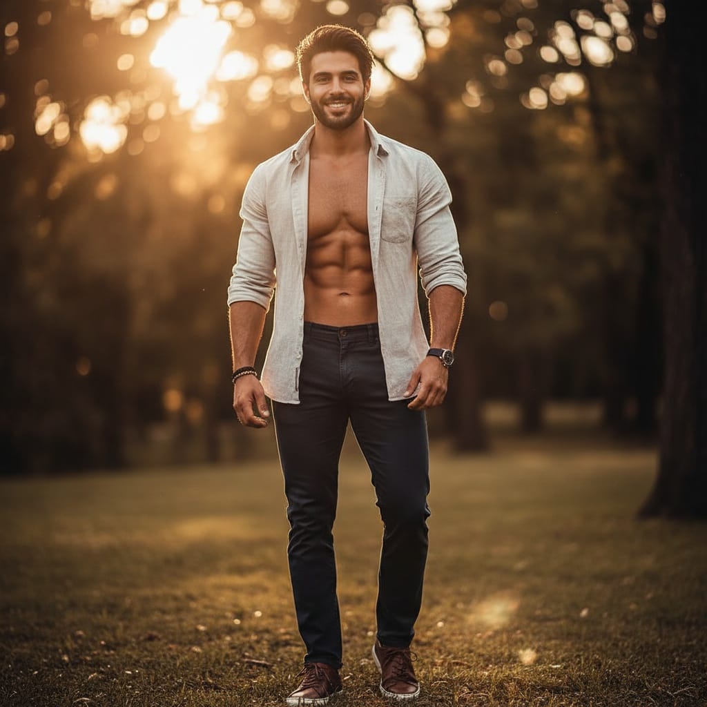 athletic middle_eastern man golden hour outdoor editorial 44811388