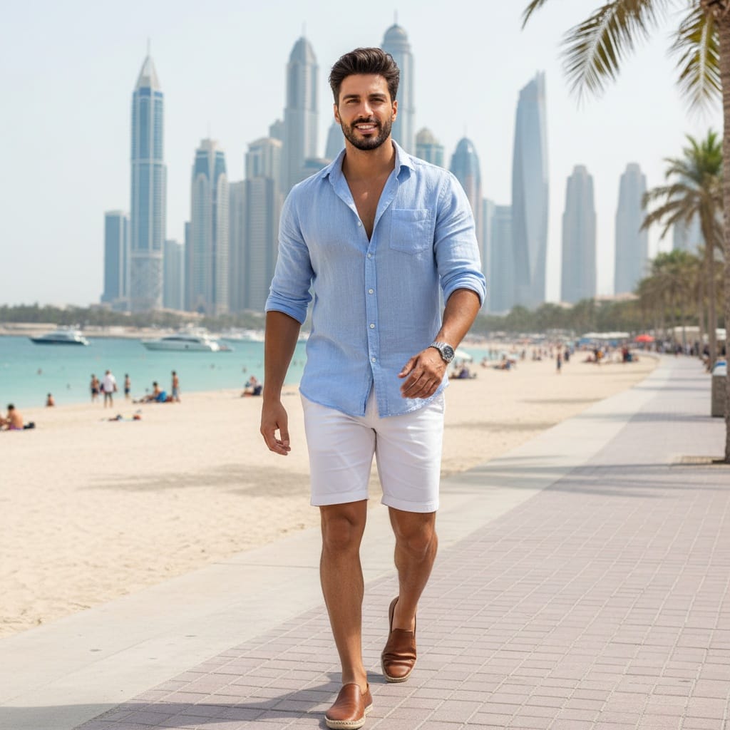 athletic middle_eastern man jumeirah beach residence walk 23650692