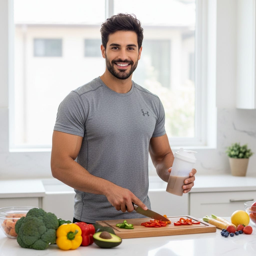 athletic middle_eastern man lifestyle healthy kitchen 63479040