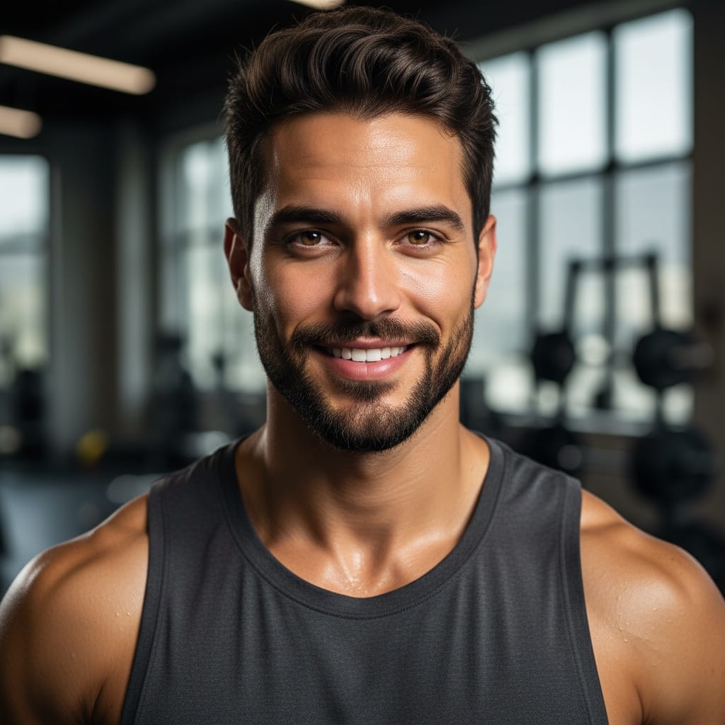 athletic middle_eastern man motivational closeup portrait 94167665