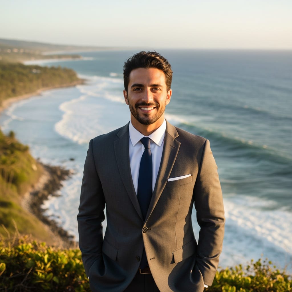 athletic middle_eastern man oceanfront cliff dramatic portrait 80143522