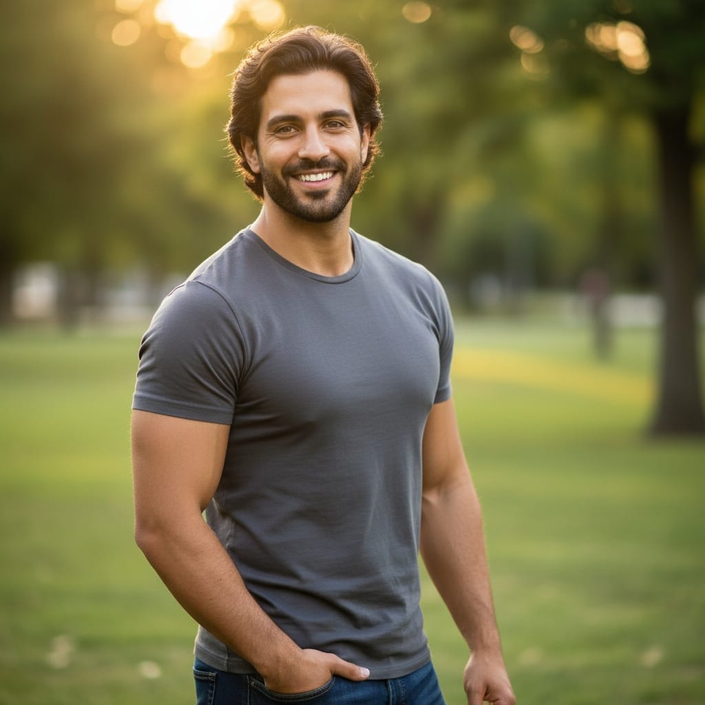 athletic middle_eastern man outdoor park natural light 88594792