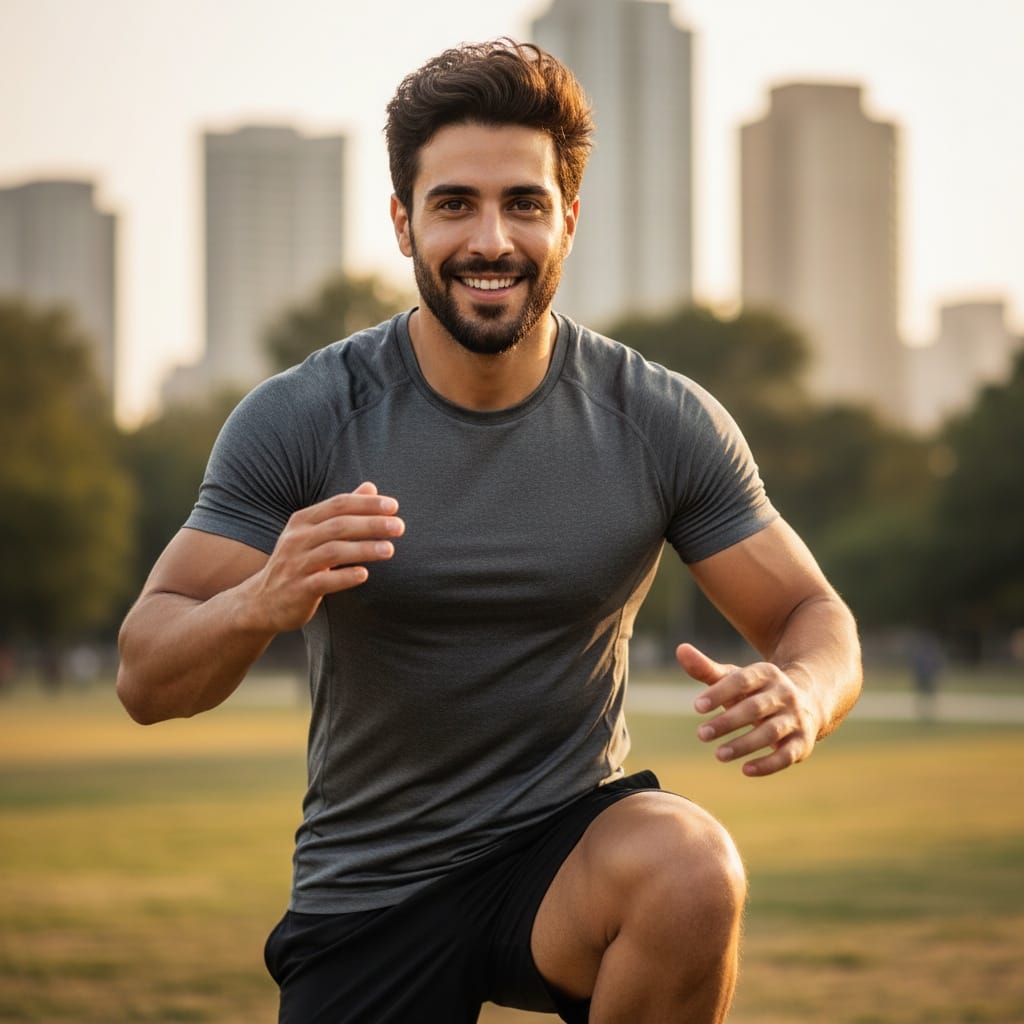 athletic middle_eastern man outdoor workout natural light 99126858