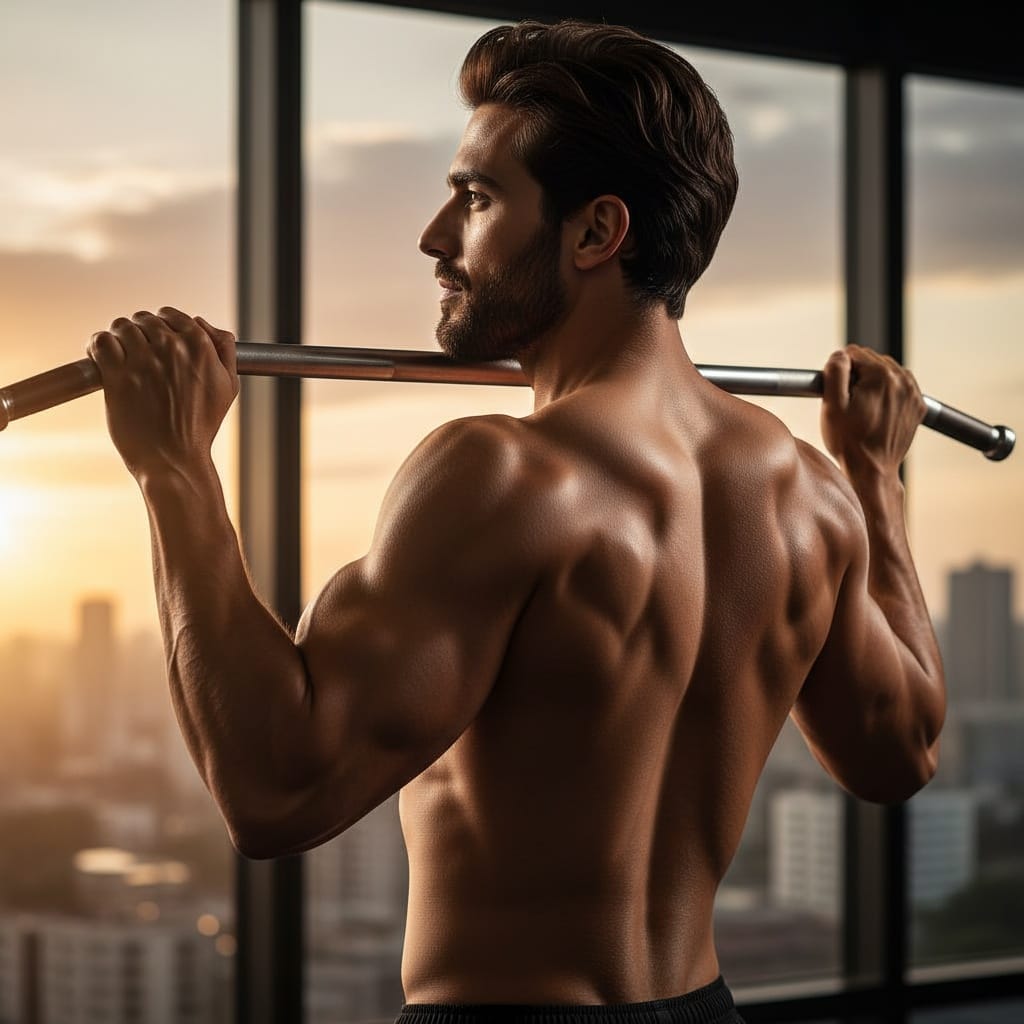 athletic middle_eastern man pull up muscle definition 54709591