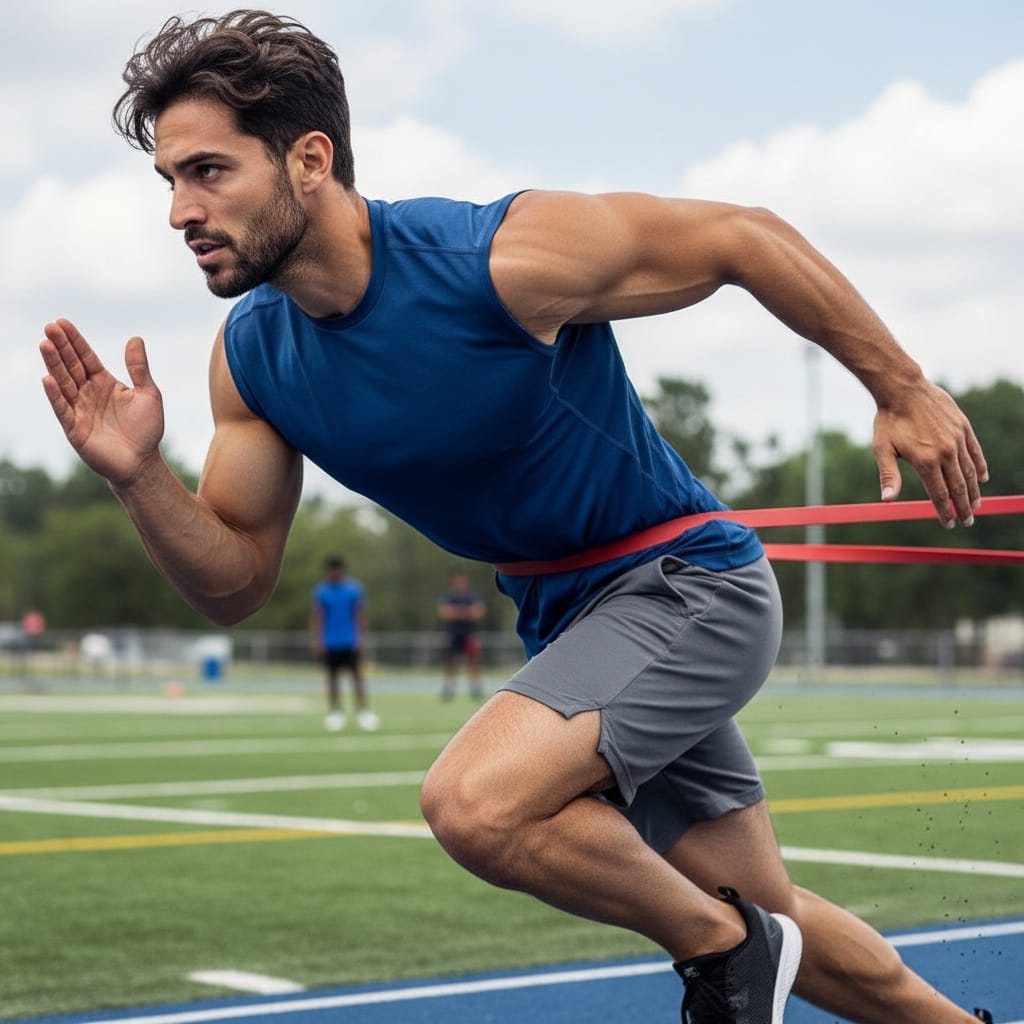 athletic middle_eastern man resistance band training 12254572