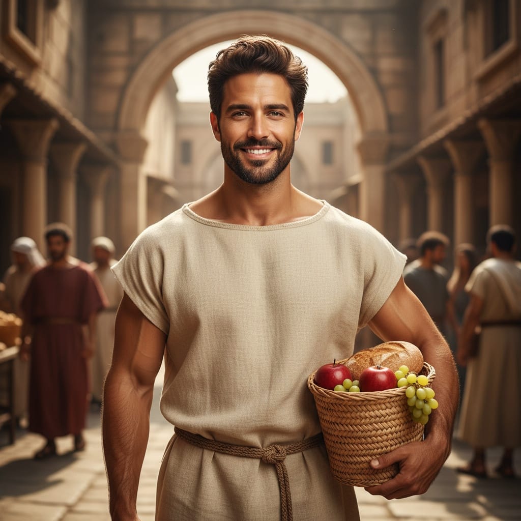 athletic middle_eastern man roman marketplace daily life 96044656