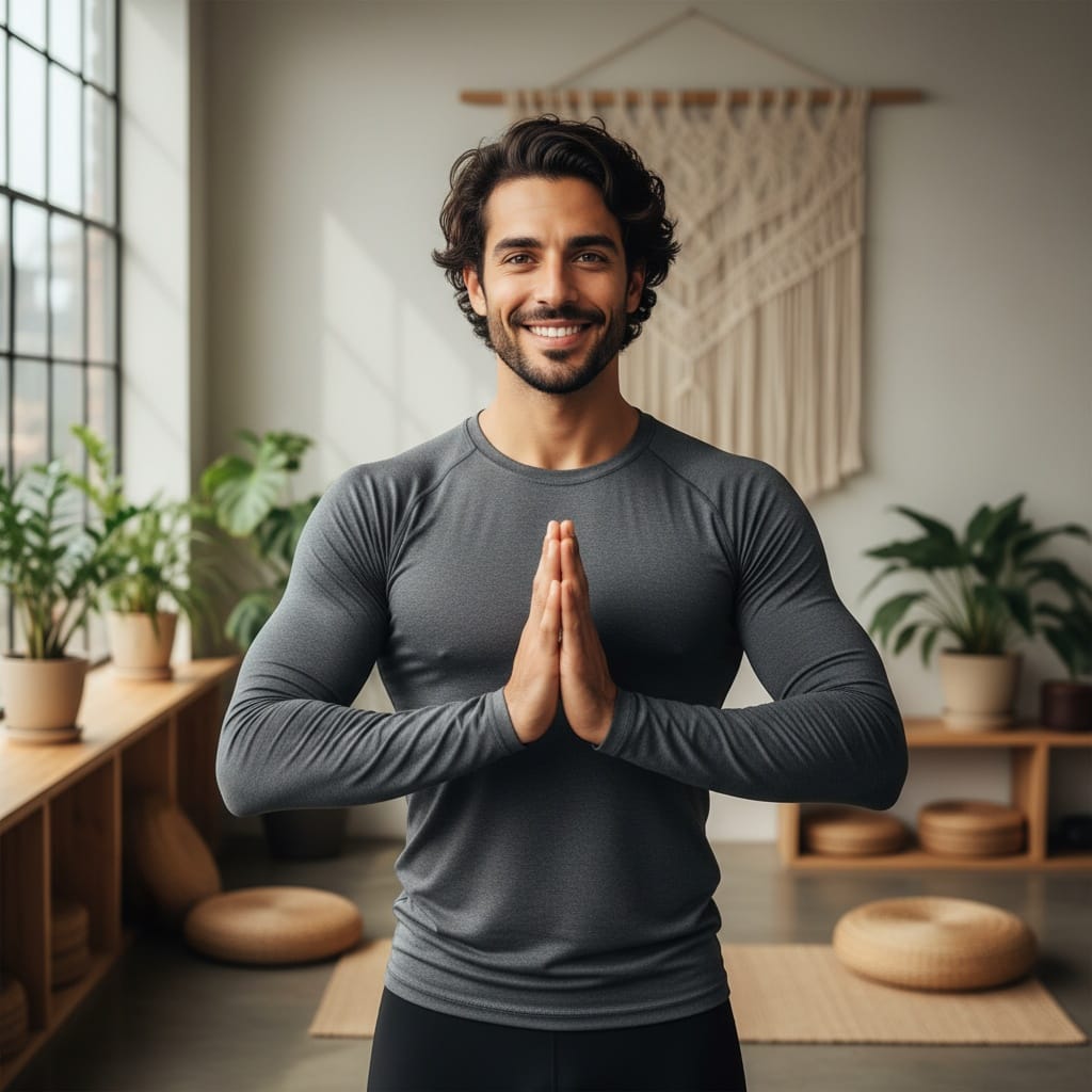 athletic middle_eastern man standing welcome portrait 26733213