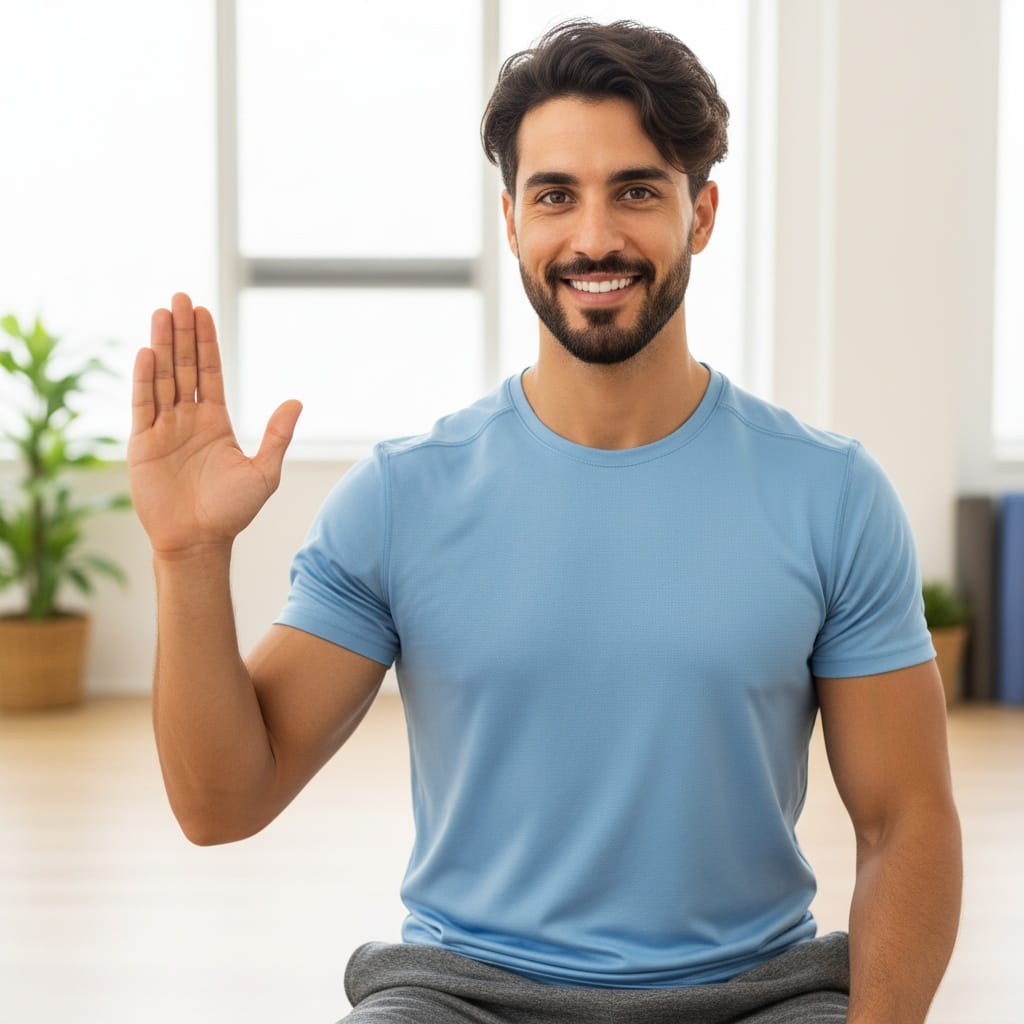 athletic middle_eastern man teaching adjustment closeup 14818128