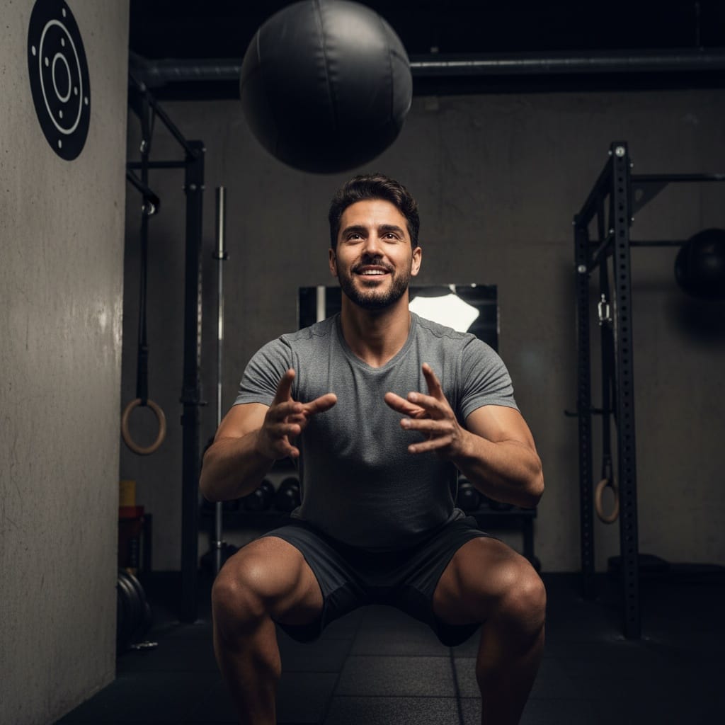 athletic middle_eastern man wall ball throw explosive energy 82187008