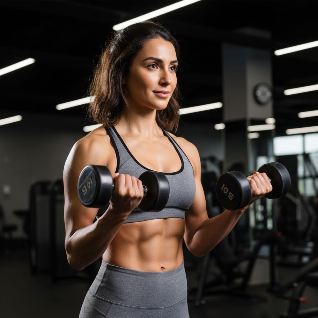 athletic middle_eastern woman gym workout action shot 74786315